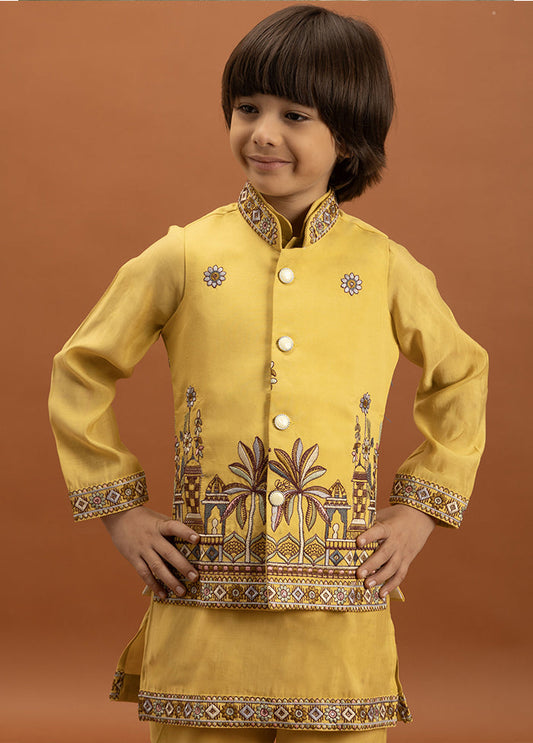 Yellow Viscose Kurta & Pajama Set