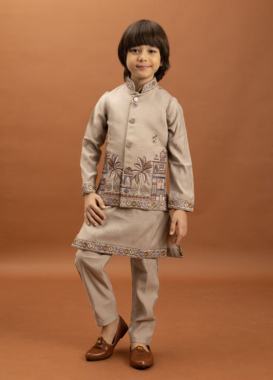Brown Viscose Kurta & Pajama Set