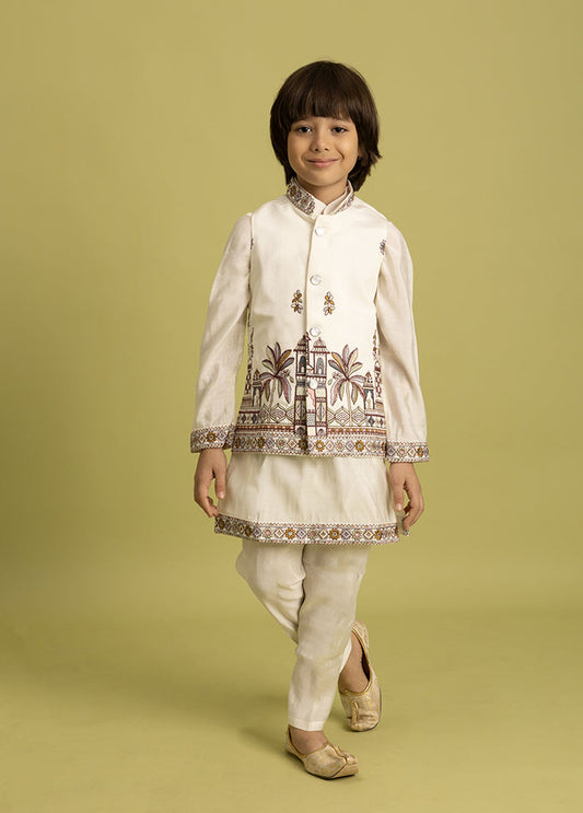 White Viscose Kurta & Pajama Set