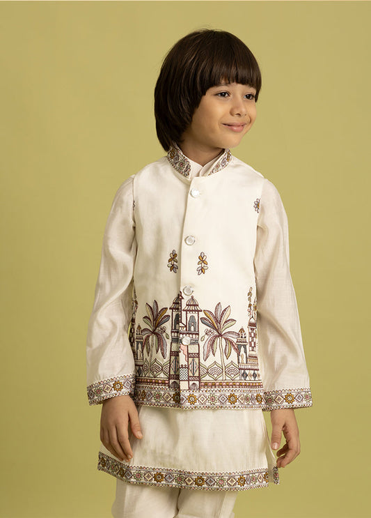 White Viscose Kurta & Pajama Set