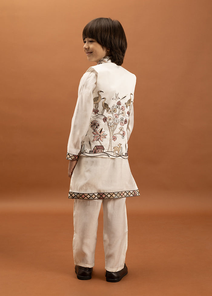 White Viscose Kurta & Pajama Set