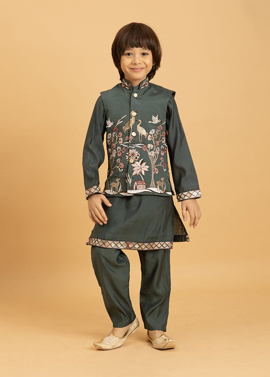 Green Viscose Kurta & Pajama Set
