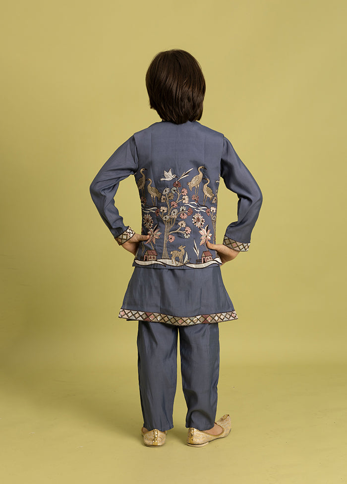 Blue Viscose Kurta & Pajama Set